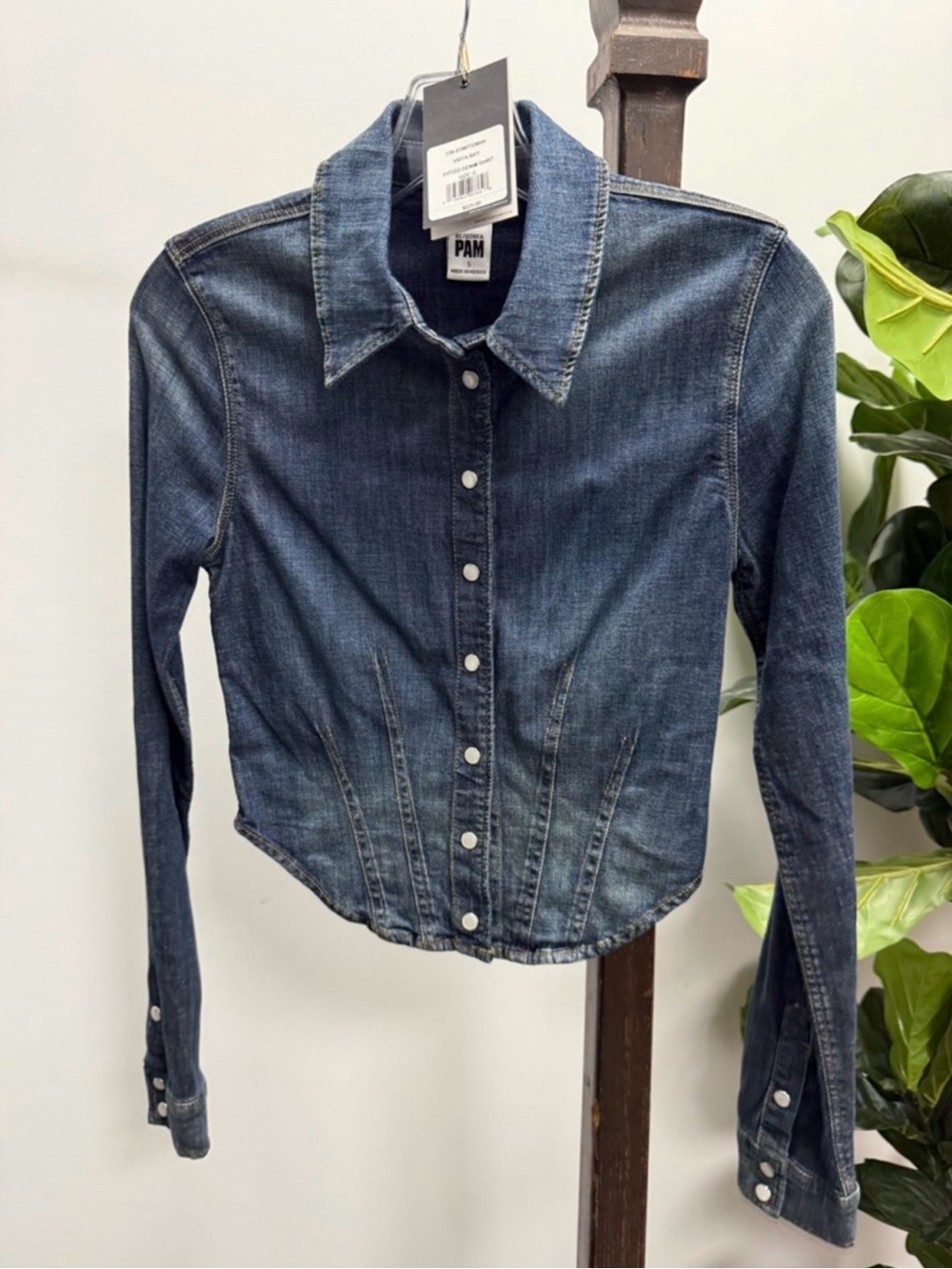 Redone/Pam Dark Blue Denim Button-Down Shirt